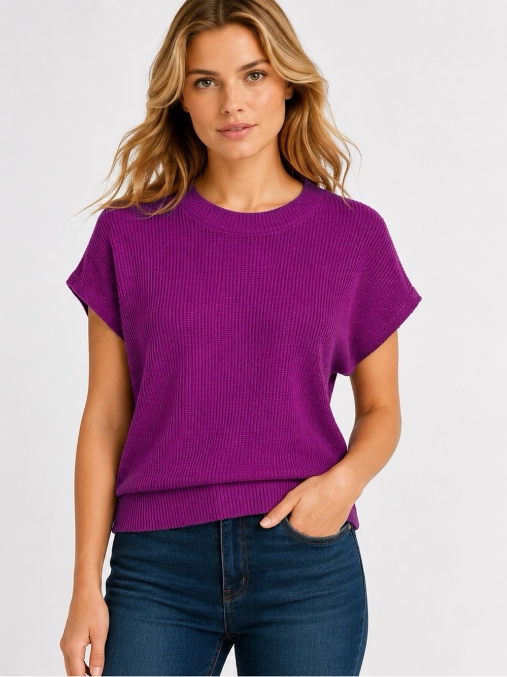 Zenana Waffle Knit Dolman Sleeve Sweater Top NIP - A7